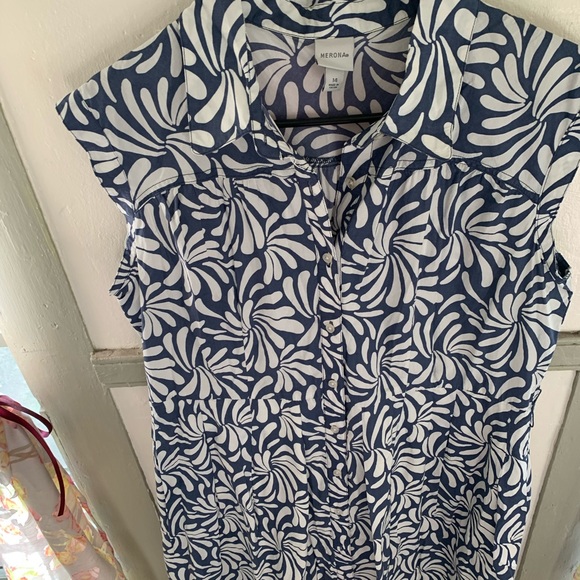Merona 100% Cotton Dress, Slate Blue Abstract - Picture 4 of 13